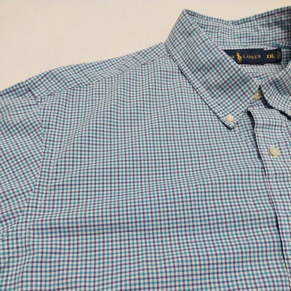 Ralph Lauren Button Down Shirt Long Sleeve Blue Check Men's XXL - Picture 8 of 16
